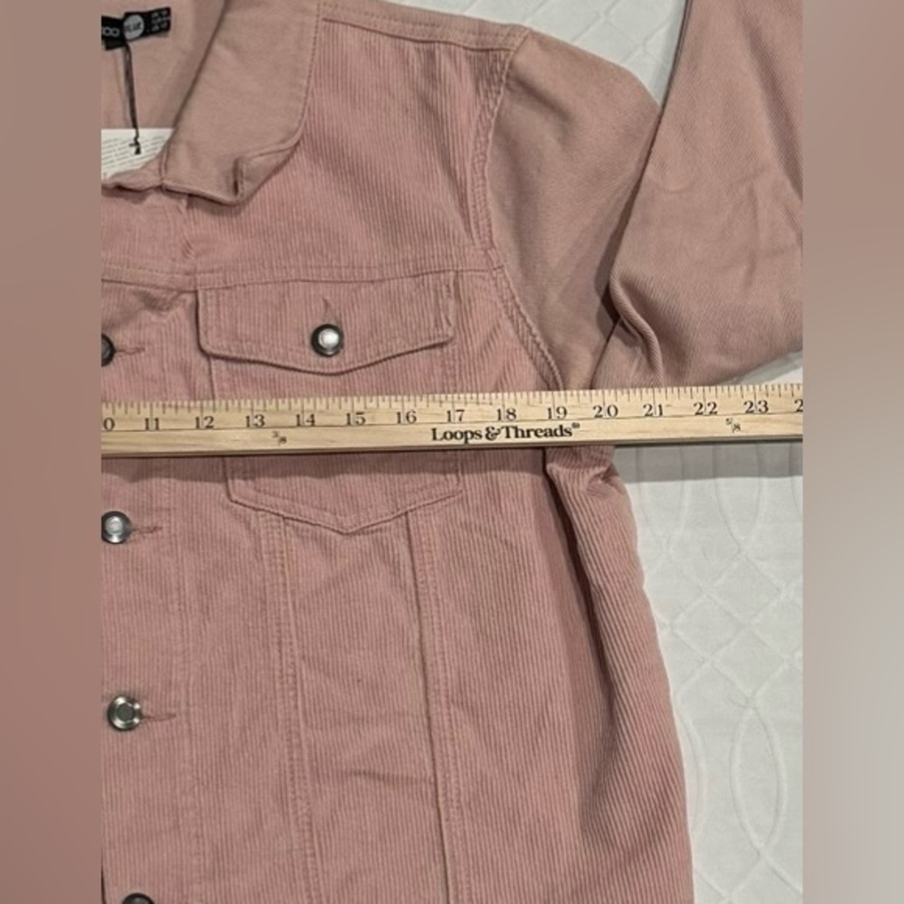 Boohoo Women’s Mixed Corduroy Pink Denim Jacket NWT Size 12 - Picture 6 of 11